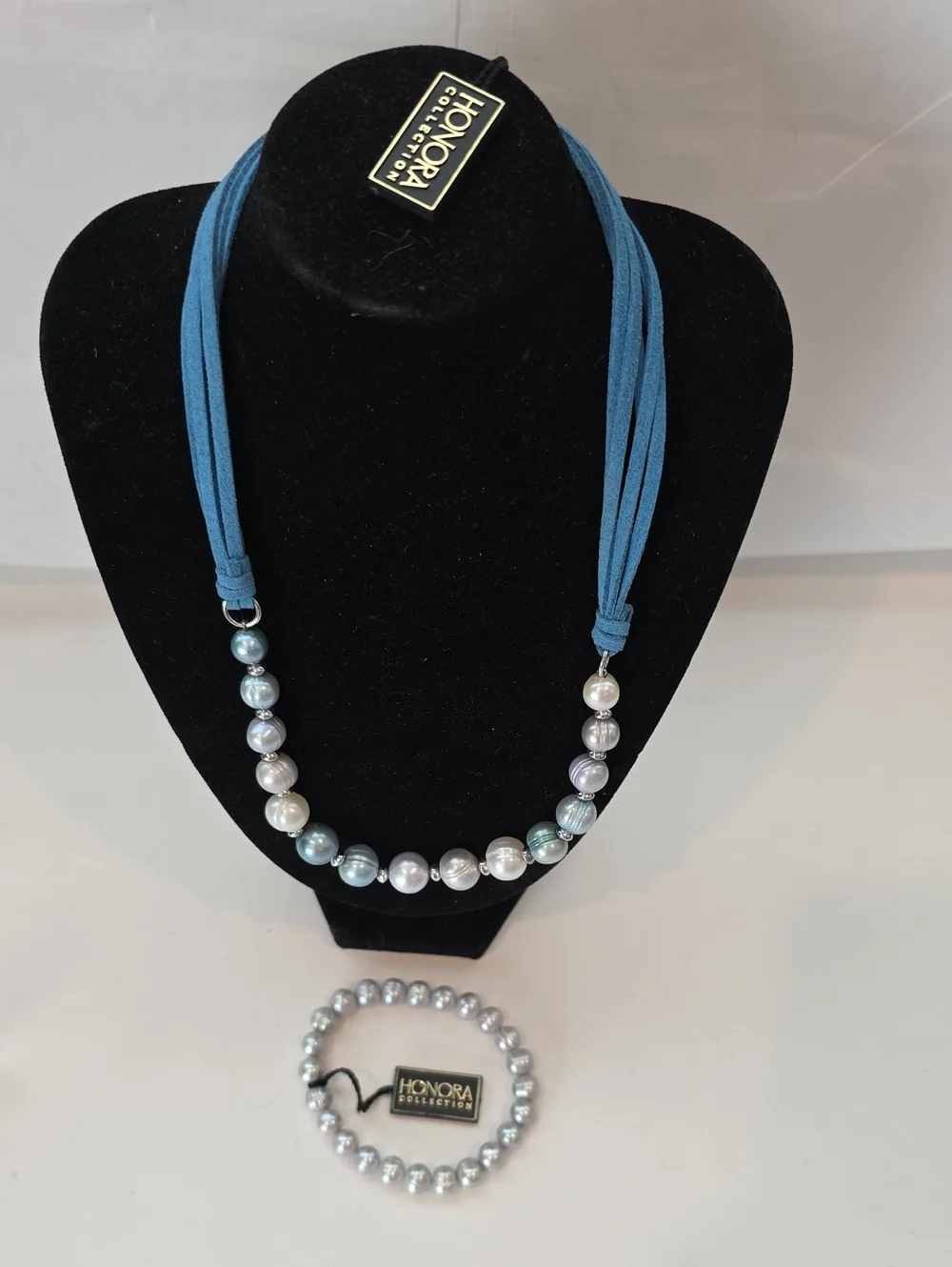 Honora Pearl Necklace And Bracelet English Blues And Bracelet In Light Grey NWT